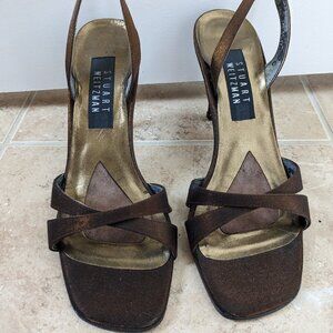 Stuart Weitzman, brown, strappy heel, dress sandal, 4" heel, size 7